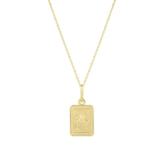 14K Rectangle Sun Pendant