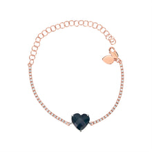 Load image into Gallery viewer, Rose Gold Tennis Bracelet with Apatite Heart
