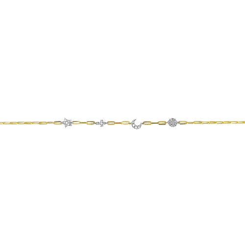 Meira T Dainty Paperclip Diamond Charm Bracelet