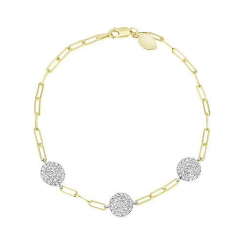Paperclip Diamond Disk Bracelet