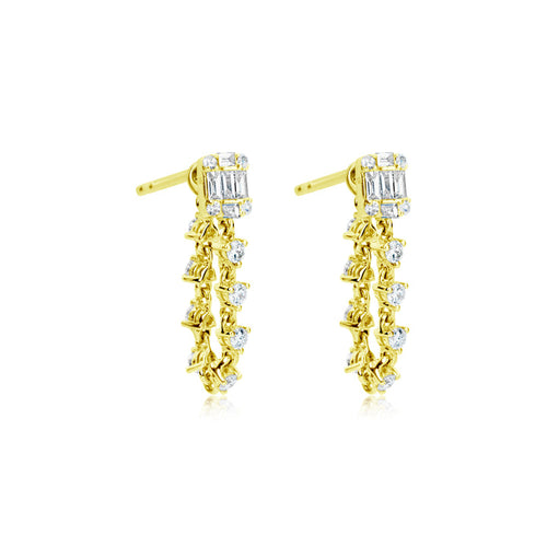 Emerald Illusion Studs with Diamond Chain
