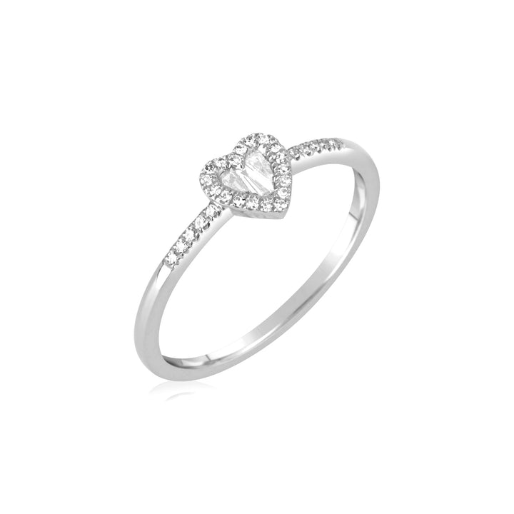 White Gold Diamond Baguette Heart Ring