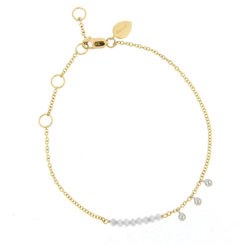Labradorite Bead Bracelet with Diamond Charms