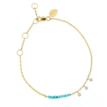 Load image into Gallery viewer, Turquoise Bead Bracelet with Diamond Bezels
