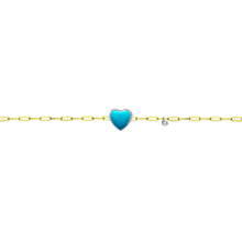 Load image into Gallery viewer, Turquoise Heart Paperclip Bracelet

