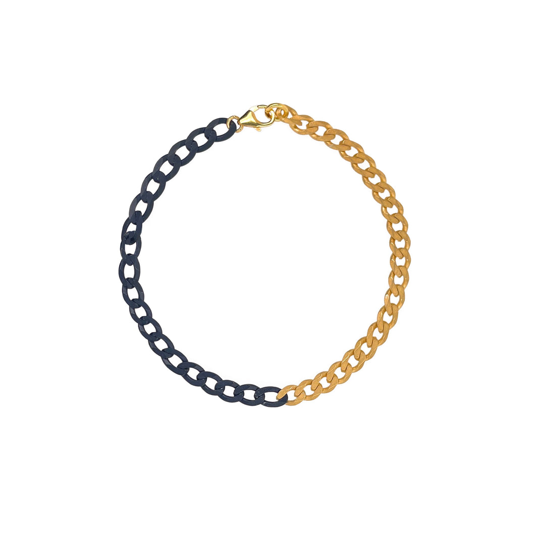 Half and Half Gold Plated and Black Matte Chain Bracelet