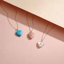 Load image into Gallery viewer, NEELA | Turquoise &amp; Diamond Puffed Heart Necklace Necklaces AURELIE GI 
