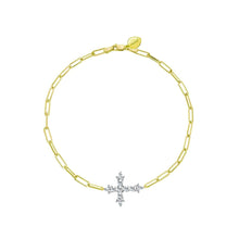 Load image into Gallery viewer, Diamond Encrusted Cross Paperclip Bracelet
