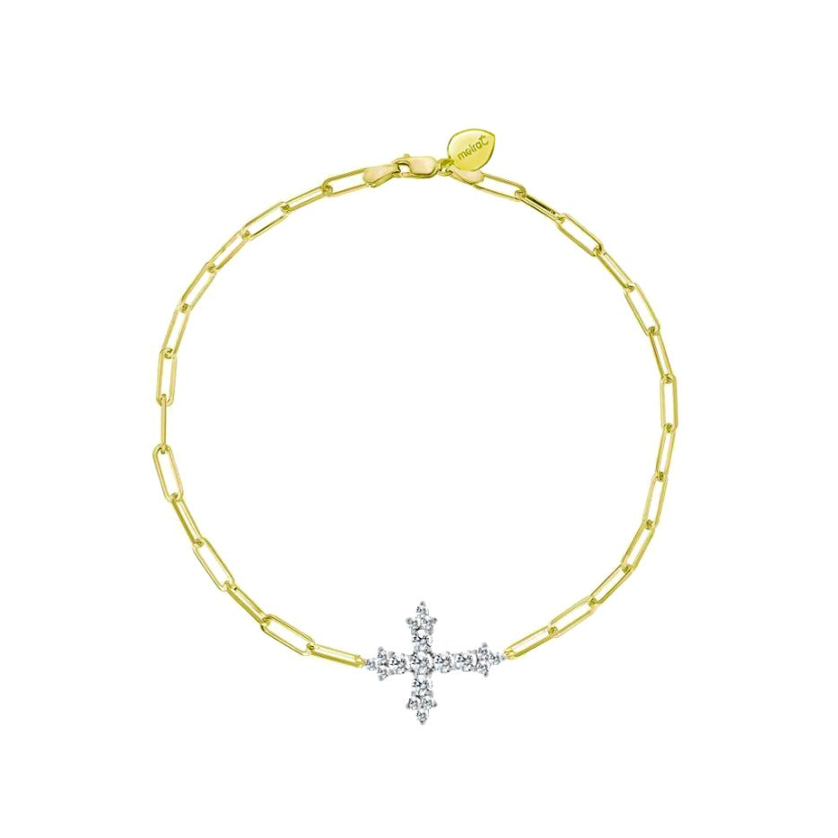Diamond Encrusted Cross Paperclip Bracelet