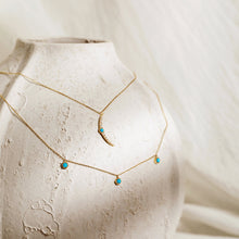 Load image into Gallery viewer, NORA | Turquoise &amp; White Sapphire Crescent Moon Necklace Necklaces AURELIE GI 
