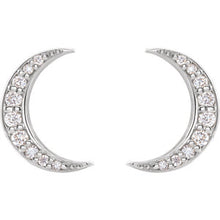 Load image into Gallery viewer, Diamond moon earrings white gold
