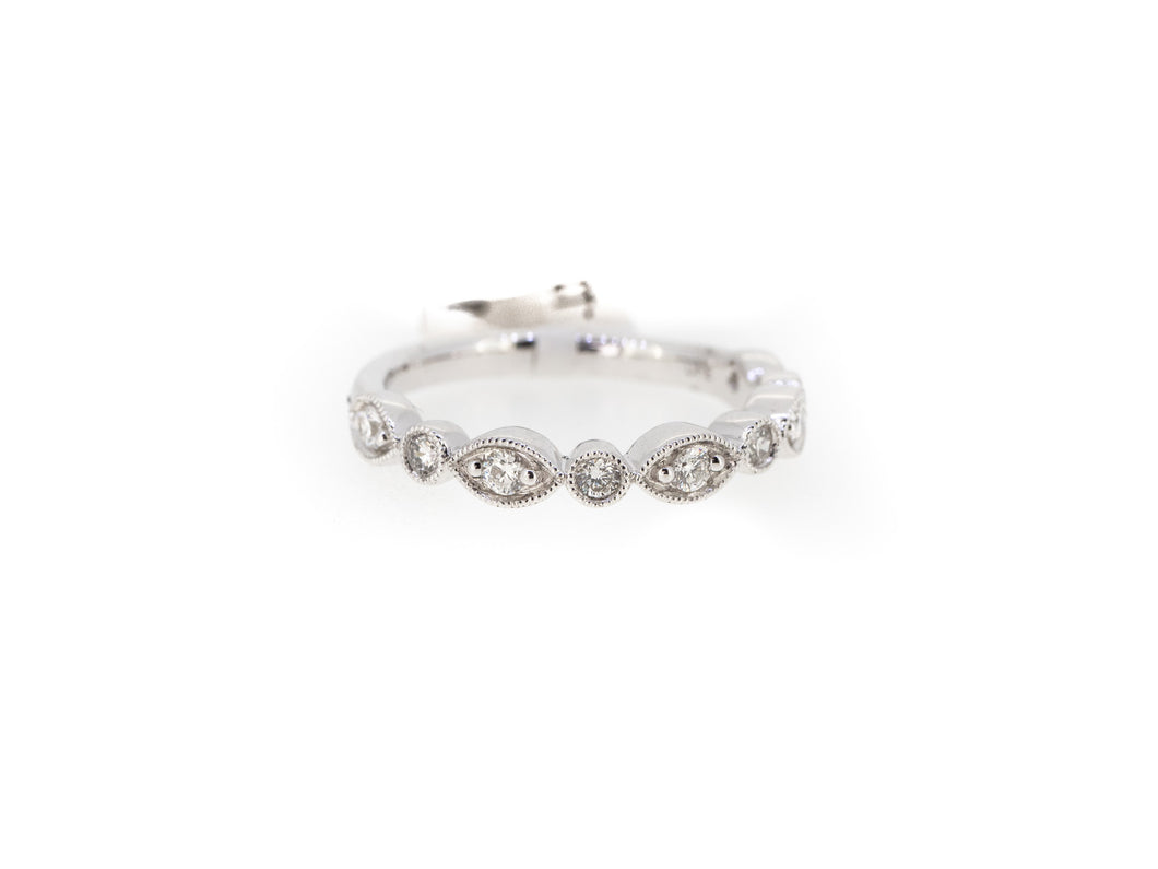pear and round diamond stacker