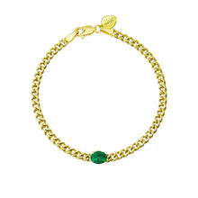Load image into Gallery viewer, Emerald and Cuban Link Bracelet
