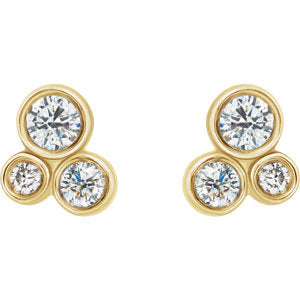 Tri-Round Diamond Earrings