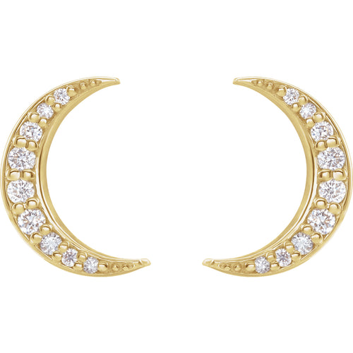 Diamond moon earrings yellow gold