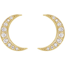 Load image into Gallery viewer, Diamond moon earrings yellow gold
