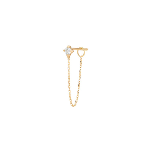 AVA | White Sapphire Chain Single Drop Earring Drop Earrings AURELIE GI 