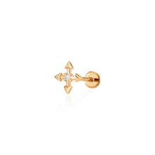Load image into Gallery viewer, LIESE | Diamond 4-Pointed Cross Single Piercing Earring Piercing AURELIE GI 
