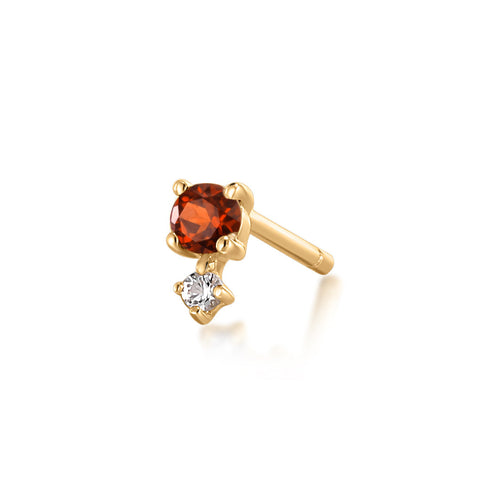 JANUARY | Garnet and White Sapphire Single Earring Earring Charms AURELIE GI 