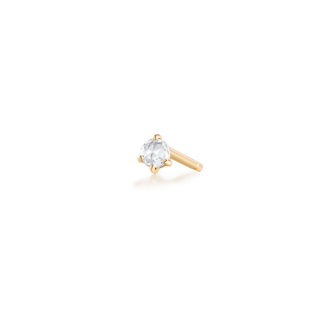 ROSALYN | Rose Cut White Sapphire Solitaire Stud Earring Earrings AURELIE GI Yellow Gold Single 