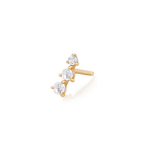 Load image into Gallery viewer, CLARA | Rose Cut Triple White Sapphire Stud Earring Earrings AURELIE GI Yellow Gold Single 
