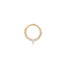 Load image into Gallery viewer, KALENA | Pear and Round White Sapphire Clicker Hoop
