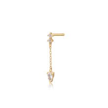 Load image into Gallery viewer, DEWDROP | Pear and Round White Sapphire Drop Stud Earring
