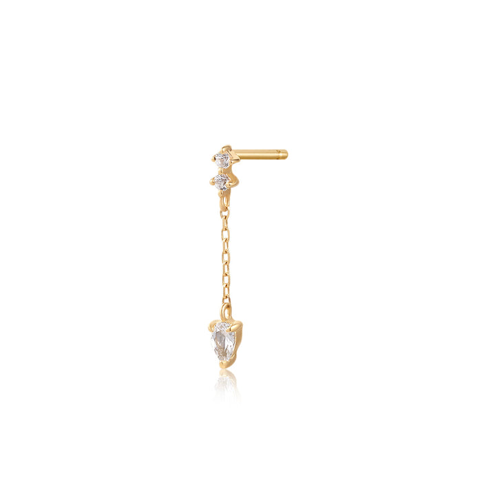 DEWDROP | Pear and Round White Sapphire Drop Stud Earring