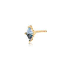 Load image into Gallery viewer, RAIN | Trillion-cut Blue Topaz Dual-tone Stud Earring
