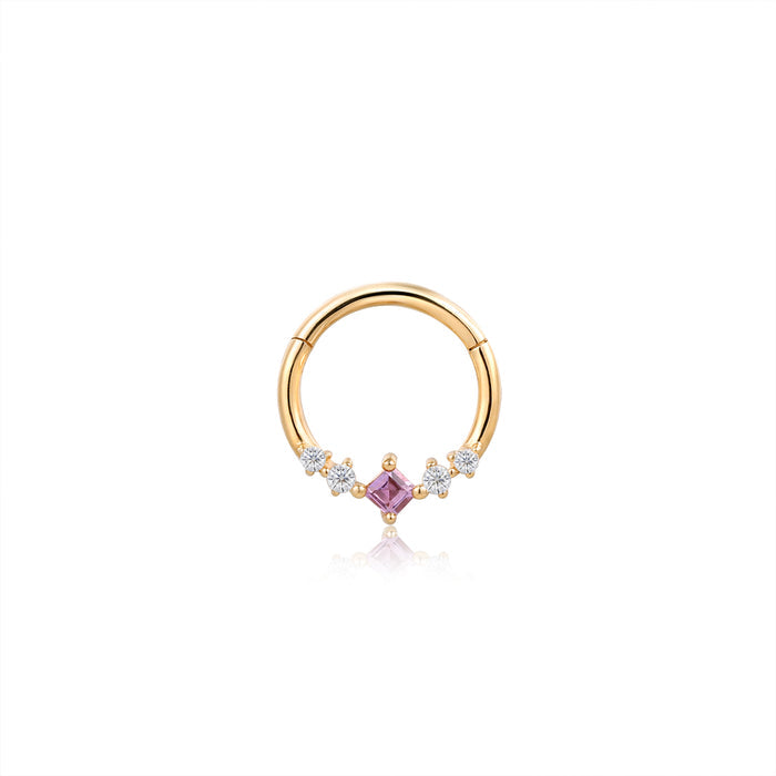 CHERIE | Amethyst and White Sapphire Clicker Hoop