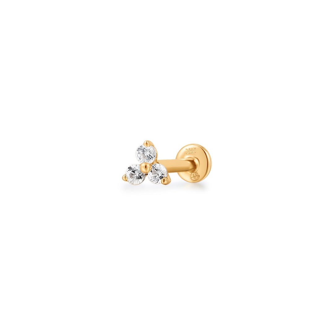 ALESSA | White Sapphire Triple Cluster Single Piercing Earring Studs AURELIE GI 