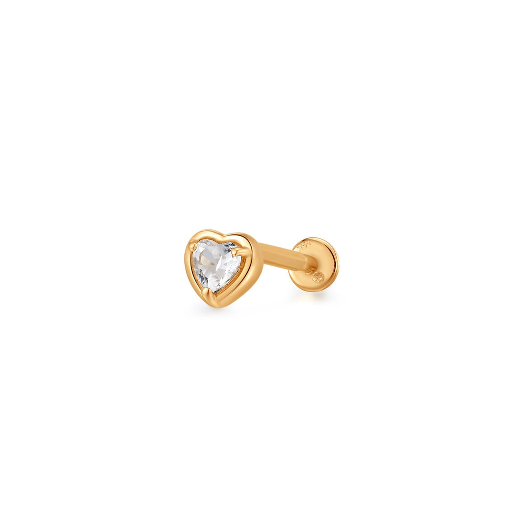 ARABELLA | White Sapphire Heart Single Piercing Earring Studs AURELIE GI 