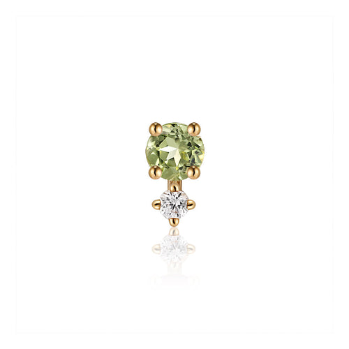 AUGUST | Peridot and White Sapphire Single Piercing Earring Earrings AURELIE GI Yellow Gold Single 