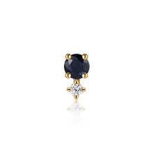 Load image into Gallery viewer, SEPTEMBER | Blue and White Sapphire Single Piercing Earring Earrings AURELIE GI Yellow Gold Single 
