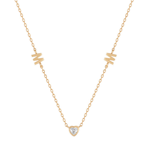 MAE | White Sapphire Mom Necklace Necklaces AURELIE GI Yellow Gold 