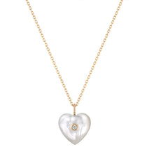 Load image into Gallery viewer, DOLLY| Mother of Pearl &amp; Diamond Reversible Heart Necklace Necklaces AURELIE GI Yellow Gold 
