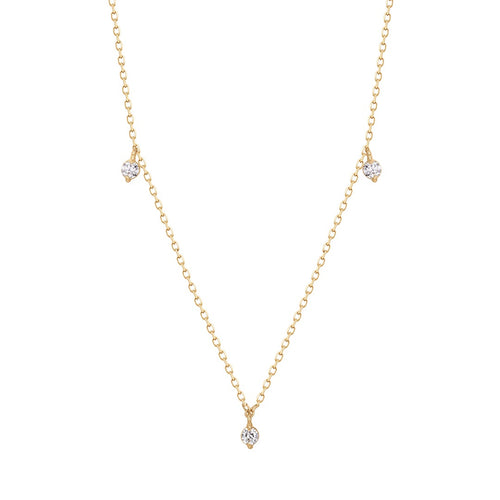 CRESSIDA | Floating Triple Diamond Necklace Necklaces AURELIE GI Yellow 