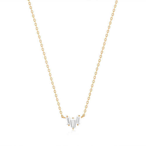 Jaci | Baguette White Sapphire Necklace Necklaces AURELIE GI Plain Gold 