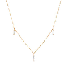 Load image into Gallery viewer, Marina | Floating Triple Baguette White Sapphire Necklace Necklaces AURELIE GI Plain Gold 
