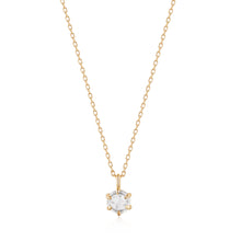 Load image into Gallery viewer, MARILYN | Rose Cut White Sapphire Solitaire Necklace Necklaces AURELIE GI Yellow Gold 
