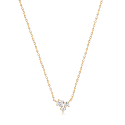 NORMA | Rose Cut Triple White Sapphire Necklace Necklaces AURELIE GI Yellow Gold 