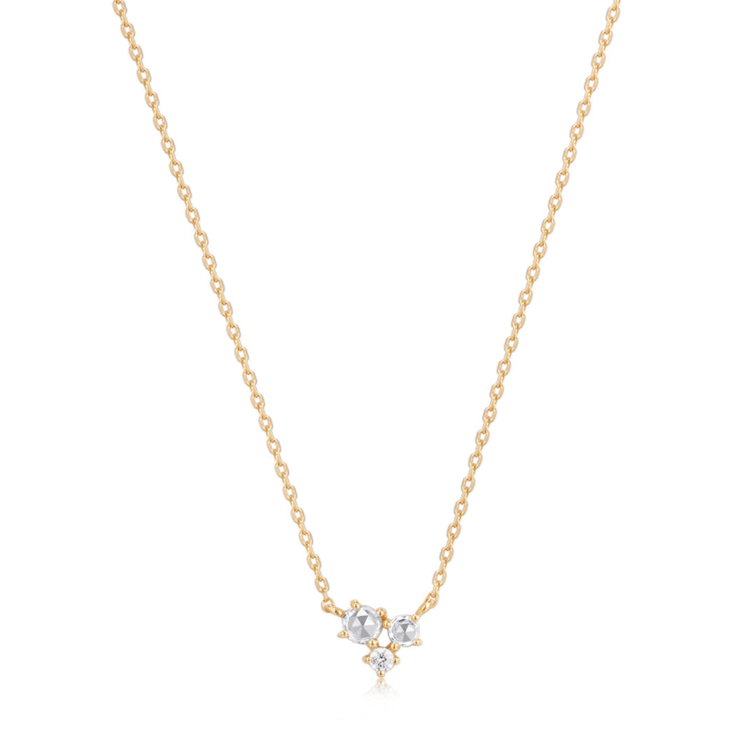 NORMA | Rose Cut Triple White Sapphire Necklace Necklaces AURELIE GI Yellow Gold 