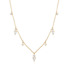 Load image into Gallery viewer, MEADOW | Pear and Round White Sapphire Drop Necklace
