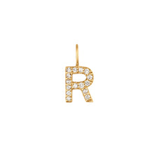 Load image into Gallery viewer, R | Diamond Initial Charm Necklace Charms AURELIE GI 
