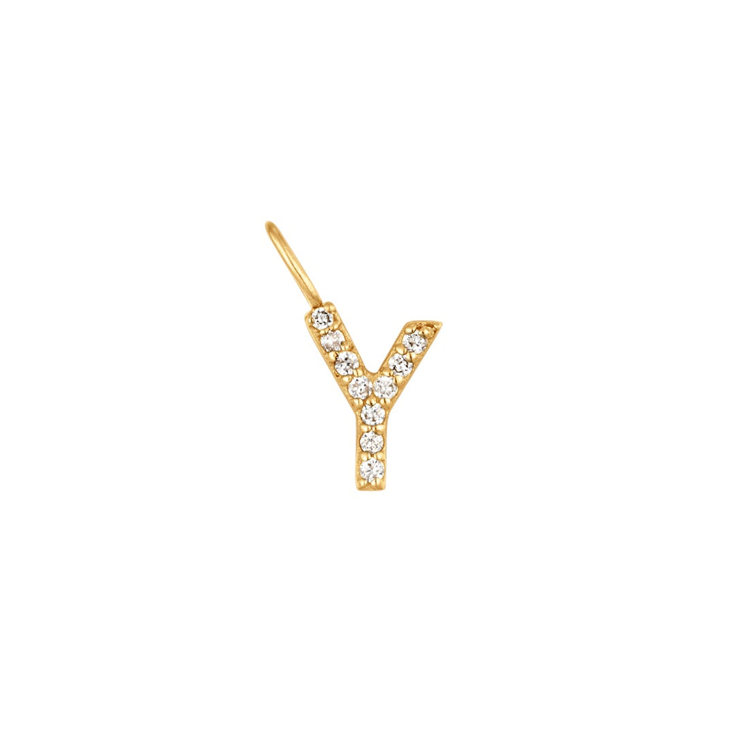 Y | Diamond Initial Charm Necklace Charms AURELIE GI 