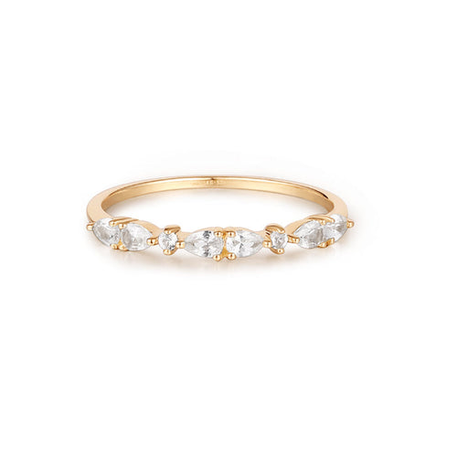 GLENNA | Pear and Round White Sapphire Half-Eternity Ring