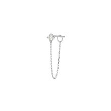 Load image into Gallery viewer, AVA | White Sapphire Chain Single Drop Earring Drop Earrings AURELIE GI White Gold Single 
