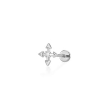 Load image into Gallery viewer, LIESE | Diamond 4-Pointed Cross Single Piercing Earring Piercing AURELIE GI White Gold 
