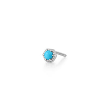 Load image into Gallery viewer, AMINA | Turquoise Solitaire Single Stud Studs AURELIE GI White Gold Single 
