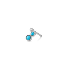 Load image into Gallery viewer, AMIRA | Turquoise &amp; White Sapphire Waterfall Single Earring Studs AURELIE GI White Gold 
